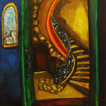 Painting titled "L'escalier" by Véronique-Joséphine Françaix, Original Artwork, Acrylic
