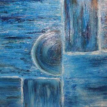 Painting titled "Entre ciel et terre" by Véronique Keraudy, Original Artwork, Acrylic Mounted on Wood Stretcher frame