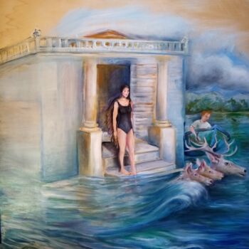 Pittura intitolato "La reine des mers" da Veronique Labadie Layton, Opera d'arte originale, Olio