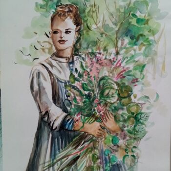 Schilderij getiteld "Bouquet" door Veronique Labadie Layton, Origineel Kunstwerk, Aquarel