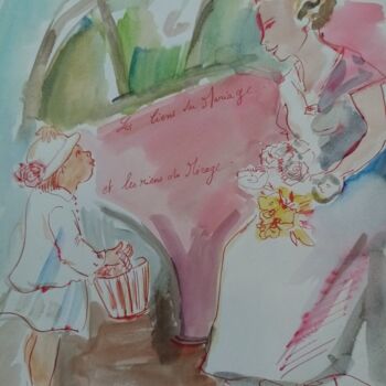 Peinture intitulée "Les liens du mariage" par Veronique Labadie Layton, Œuvre d'art originale, Aquarelle