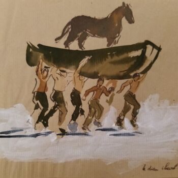 Pintura intitulada "Le dieu cheval" por Veronique Labadie Layton, Obras de arte originais, Tinta