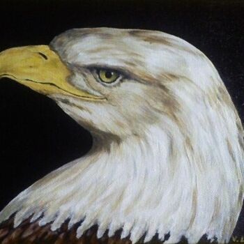 Painting titled "L'aigle" by Véronique Lachenal, Original Artwork, Acrylic
