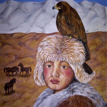 Painting titled "Mongolie éternelle" by Véronique Lachenal, Original Artwork, Acrylic