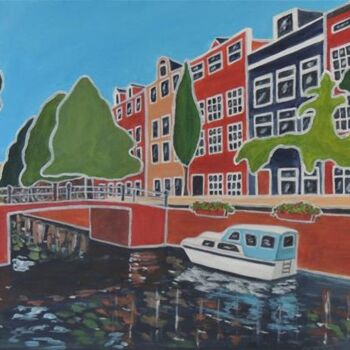 Schilderij getiteld "L'été à Amsterdam" door Véronique Lauron, Origineel Kunstwerk, Acryl