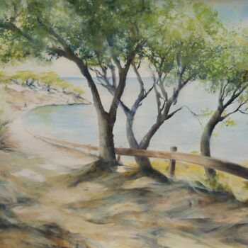 Painting titled "Chemin en bord de m…" by Véronique Le Forestier, Original Artwork