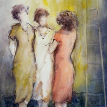 Painting titled "A trois" by Véronique Le Forestier, Original Artwork, Watercolor