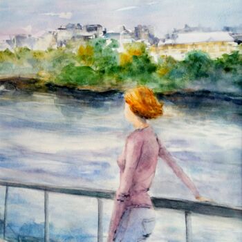 Peinture intitulée "Sur le quai" par Véronique Le Forestier, Œuvre d'art originale, Aquarelle