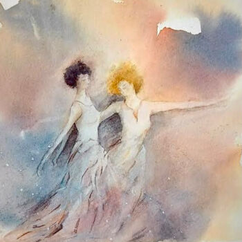 Malerei mit dem Titel "Dansons" von Véronique Le Forestier, Original-Kunstwerk, Aquarell