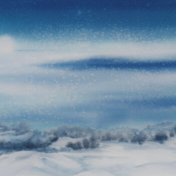 Peinture intitulée "Paysage enneigé" par Véronique Le Forestier, Œuvre d'art originale, Aquarelle
