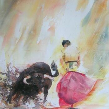 Painting titled "Corrida" by Véronique Le Forestier, Original Artwork