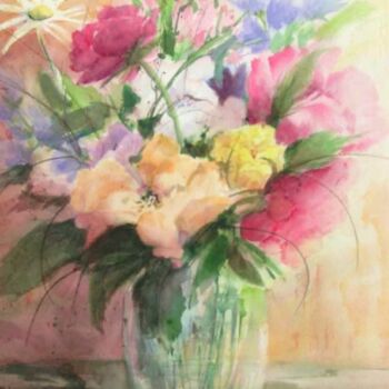 Peinture intitulée "Fleurs dans un vase…" par Véronique Le Forestier, Œuvre d'art originale