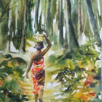 Malerei mit dem Titel "Au Bahamas" von Véronique Le Forestier, Original-Kunstwerk