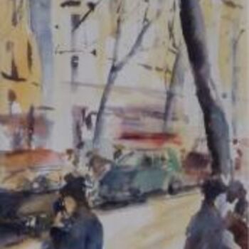 Painting titled "Boulevard St Michel" by Véronique Le Forestier, Original Artwork