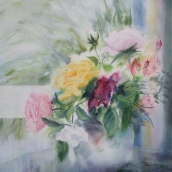 Peinture intitulée "Des roses pour toi" par Véronique Le Forestier, Œuvre d'art originale