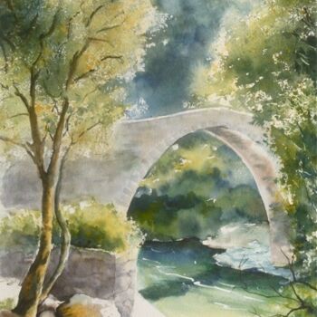 Pintura titulada "Pont Corse" por Véronique Le Forestier, Obra de arte original