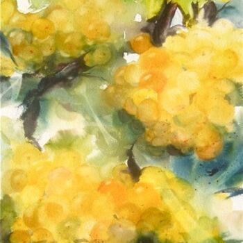 Painting titled "Raisins" by Véronique Le Forestier, Original Artwork, Watercolor