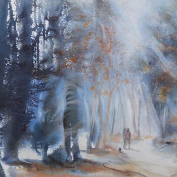 Painting titled "Au bois" by Véronique Le Forestier, Original Artwork