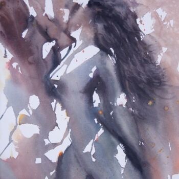 Painting titled "Femme de lumière" by Véronique Le Forestier, Original Artwork, Watercolor