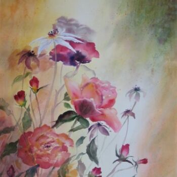 「Roses de côté」というタイトルの絵画 Véronique Le Forestierによって, オリジナルのアートワーク