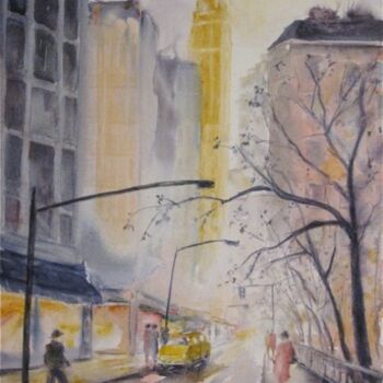 Peinture intitulée "Rue de New York" par Véronique Le Forestier, Œuvre d'art originale