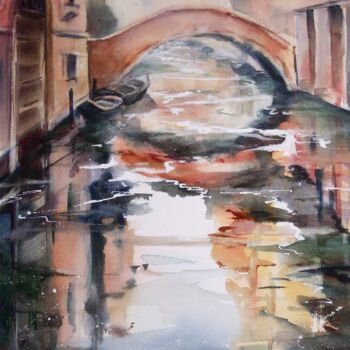 Painting titled "Canal" by Véronique Le Forestier, Original Artwork