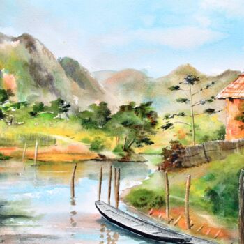 Painting titled "Laos" by Véronique Le Forestier, Original Artwork