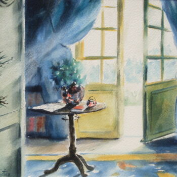Peinture intitulée "interieur en couleur" par Véronique Le Forestier, Œuvre d'art originale, Aquarelle