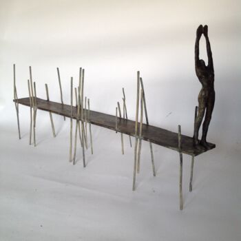 Sculpture titled "Salutation au solei…" by Veronique Lonchamp, Original Artwork, Bronze