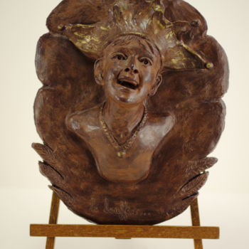 Skulptur mit dem Titel "Le bouffon" von Véronique Lopez-Boiteux, Original-Kunstwerk, Terra cotta