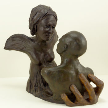 Скульптура под названием "l'apparition de ma…" - Véronique Lopez-Boiteux, Подлинное произведение искусства, Терракота