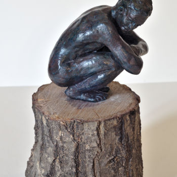 Sculpture intitulée "La bûche" par Véronique Lopez-Boiteux, Œuvre d'art originale, Terre cuite