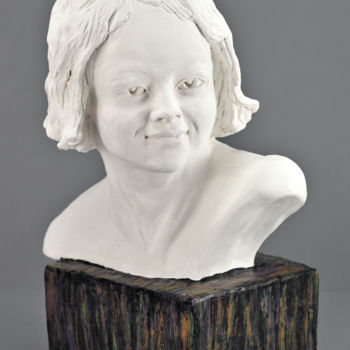 Sculptuur getiteld "La jeune fille" door Véronique Lopez-Boiteux, Origineel Kunstwerk, Terra cotta