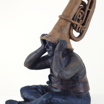 Escultura titulada "Le Tubiste" por Véronique Lopez-Boiteux, Obra de arte original, Terracota