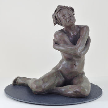 Sculptuur getiteld "Le frisson" door Véronique Lopez-Boiteux, Origineel Kunstwerk, Terra cotta
