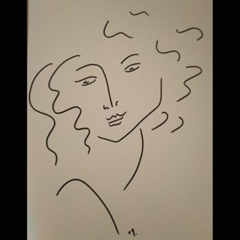 Drawing titled "Rêveuse" by Véronique Marchese, Original Artwork, Marker
