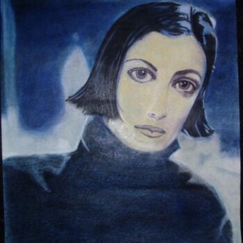 Painting titled "Femme en bleu" by Véronique Martin, Original Artwork