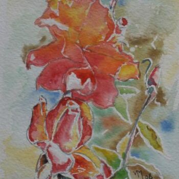 Peinture intitulée "Roses du jardin" par Véronique Martin, Œuvre d'art originale