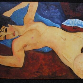 Painting titled "Femme nue sur le di…" by Véronique Martin, Original Artwork