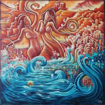 Peinture intitulée "Divines tempêtes" par Véronique Merlault Peytour, Œuvre d'art originale, Acrylique Monté sur Châssis en…