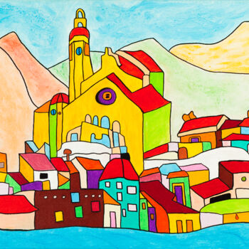 「CADAQUES EN COULEURS」というタイトルの絵画 Veronique Naffetatによって, オリジナルのアートワーク, オイル