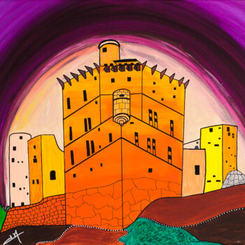 Painting titled "CHATEAU DE PORTES" by Veronique Naffetat, Original Artwork, Acrylic