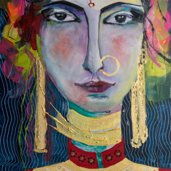 Картина под названием "Durga la guerrière" - Véronique Piaser-Moyen, Подлинное произведение искусства, Акрил Установлен на Д…