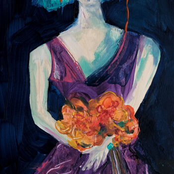 Painting titled "Femme blues 31" by Véronique Piaser-Moyen, Original Artwork, Acrylic Mounted on Wood Stretcher frame
