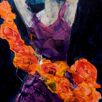 Painting titled "Femme blues 34" by Véronique Piaser-Moyen, Original Artwork, Acrylic Mounted on Wood Stretcher frame