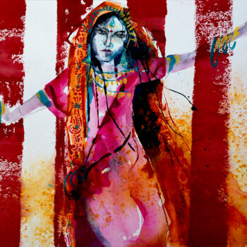 Картина под названием "Danse votive" - Véronique Piaser-Moyen, Подлинное произведение искусства, Акварель