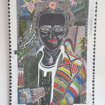 Peinture intitulée "Frida black" par Véronique Pinault, Œuvre d'art originale, Acrylique