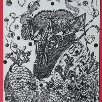 Desenho intitulada "vachette landaise 2" por Véronique Thomas, Obras de arte originais, Tinta