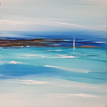 Painting titled "Mer d'automne" by Véronique Urquia, Original Artwork, Acrylic Mounted on Cardboard