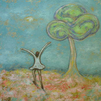 Картина под названием "Gratitude" - Véronique Wibaux, Подлинное произведение искусства, Акрил Установлен на Деревянная рама…